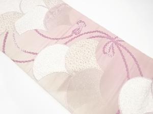 アンティーク　変わり青海波に組紐・桜模様織り出し袋帯(材料)